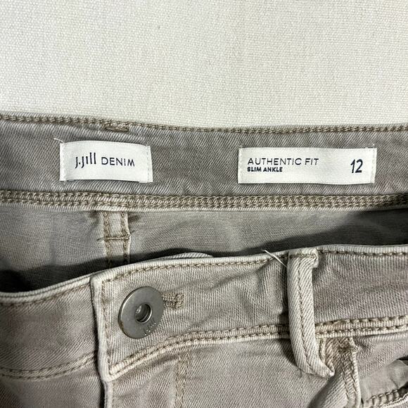 J. Jill Authentic Women's Fit Slim Ankle Jeans Beige Denim - Size 12 - Picture 4 of 8